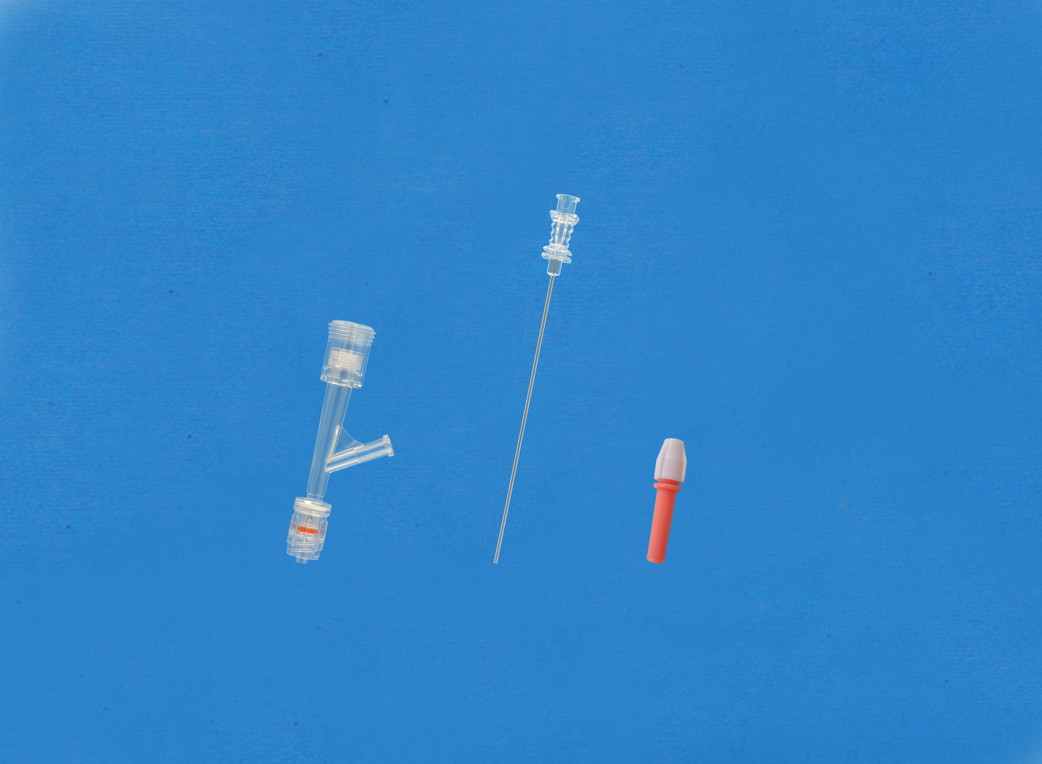 Haemostatic valves, Push-pull, Sideon Female Luer, Insertion Tool with Large Hub, Red/Copper Torquer