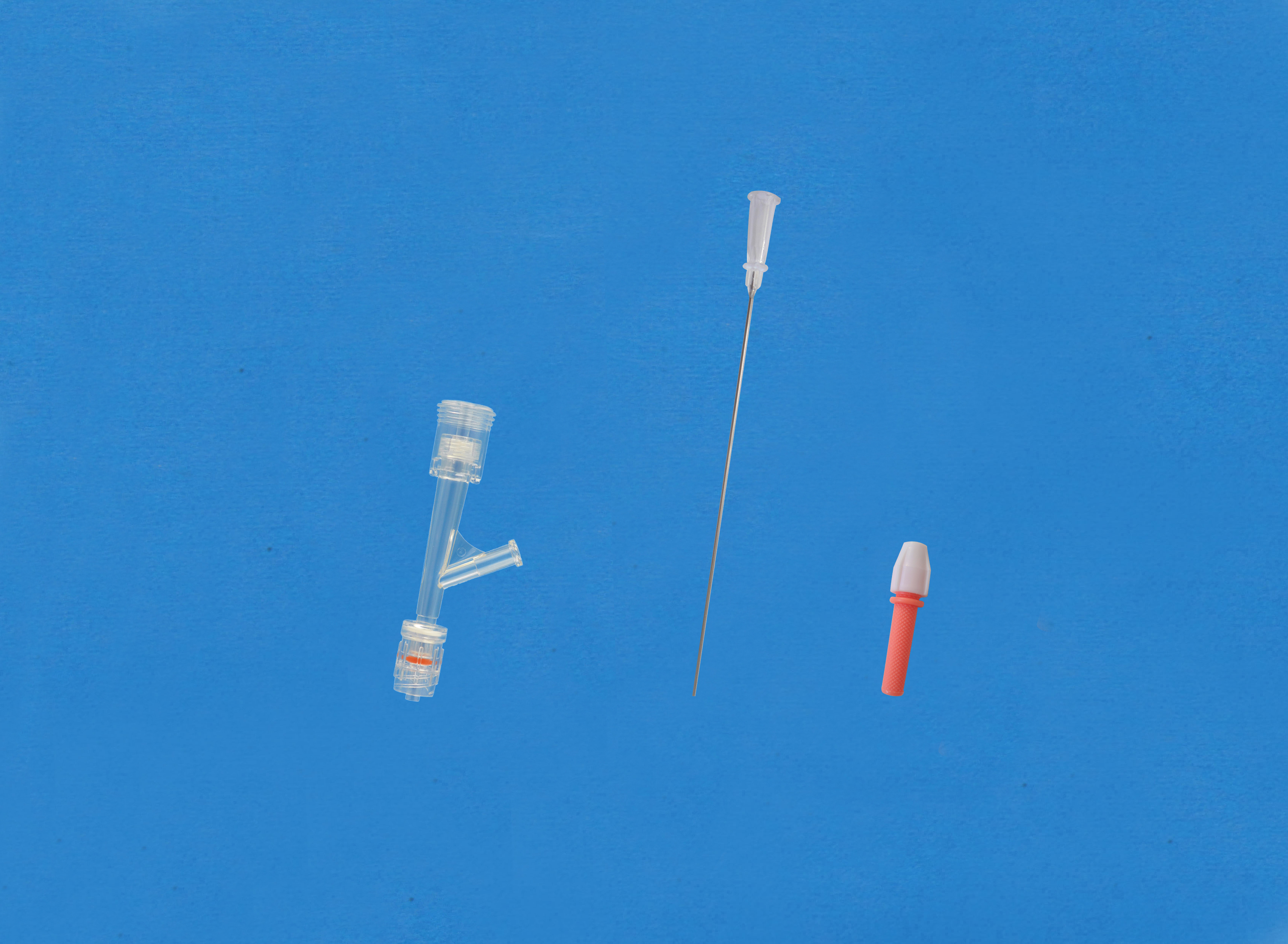 Haemostatic valves, Push-pull, Sideon Female Luer, Insertion Tool with Small Hub, Red/Copper Torquer