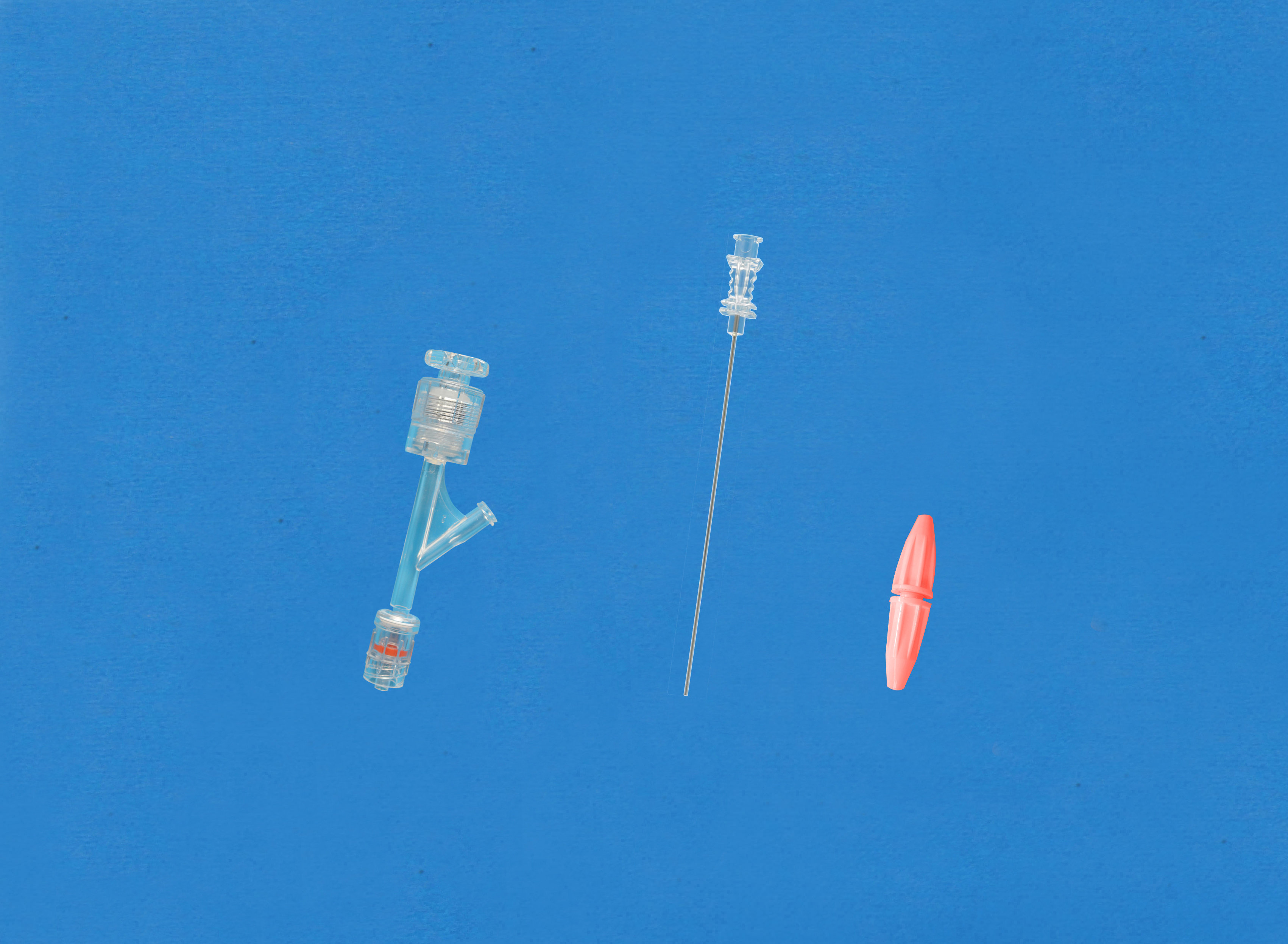 Haemostatic valves, Push-screw, Sideon Female Luer, Insertion Tool with Large Hub, Red/Plastic Torquer