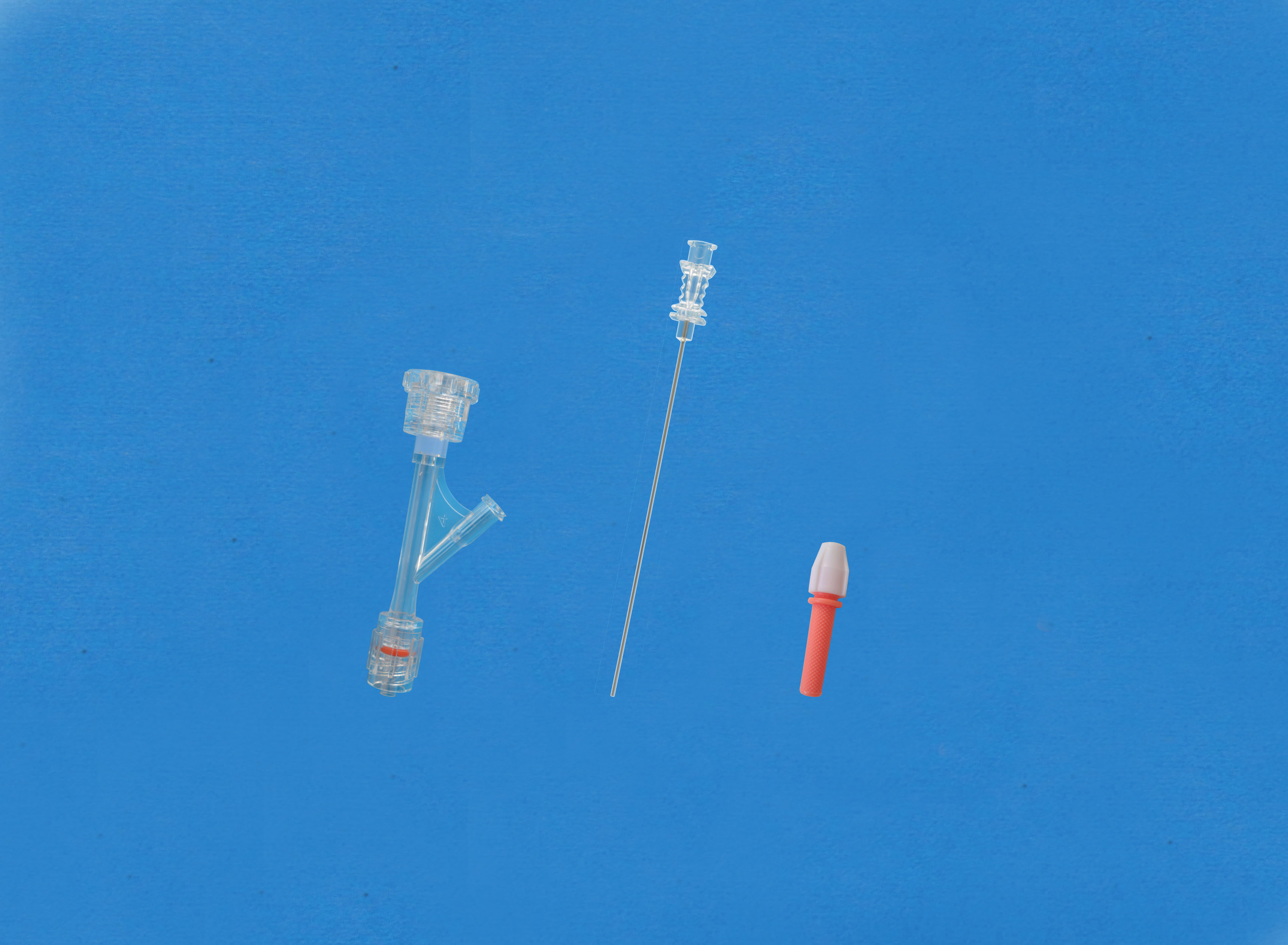 Haemostatic valves, Screw type, Sideon Female Luer, Insertion Tool with Large Hub, Red/Copper Torque