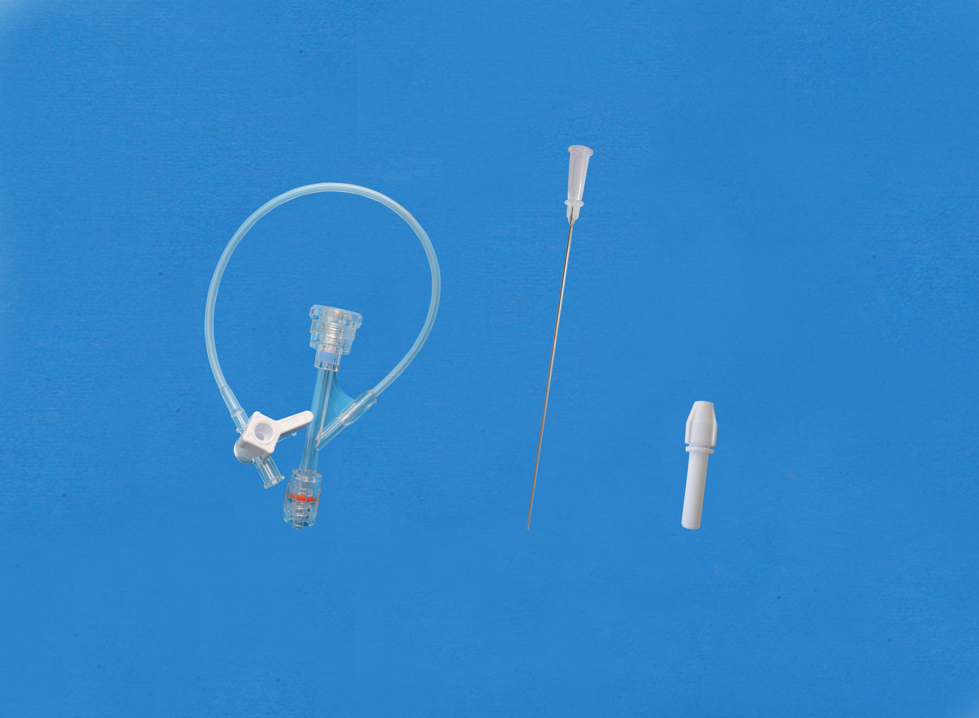 Haemostatic valves, Screw type, Sideon Tubing and Stopcock, Insertion Tool with Small Hub, White/Cop