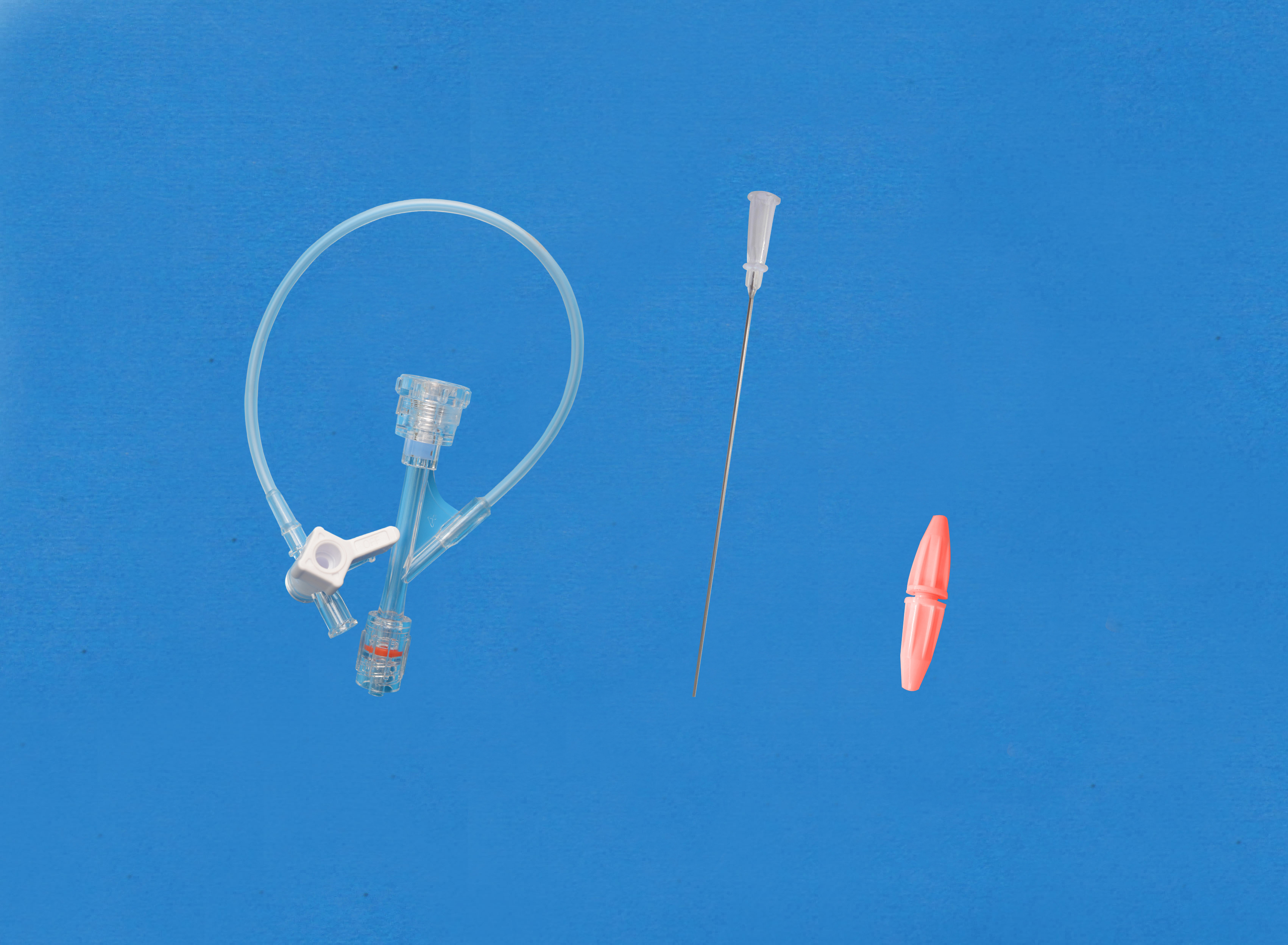 Haemostatic valves, Screw type, Sideon Tubing and Stopcock, Insertion Tool with Small Hub, Red/Plast