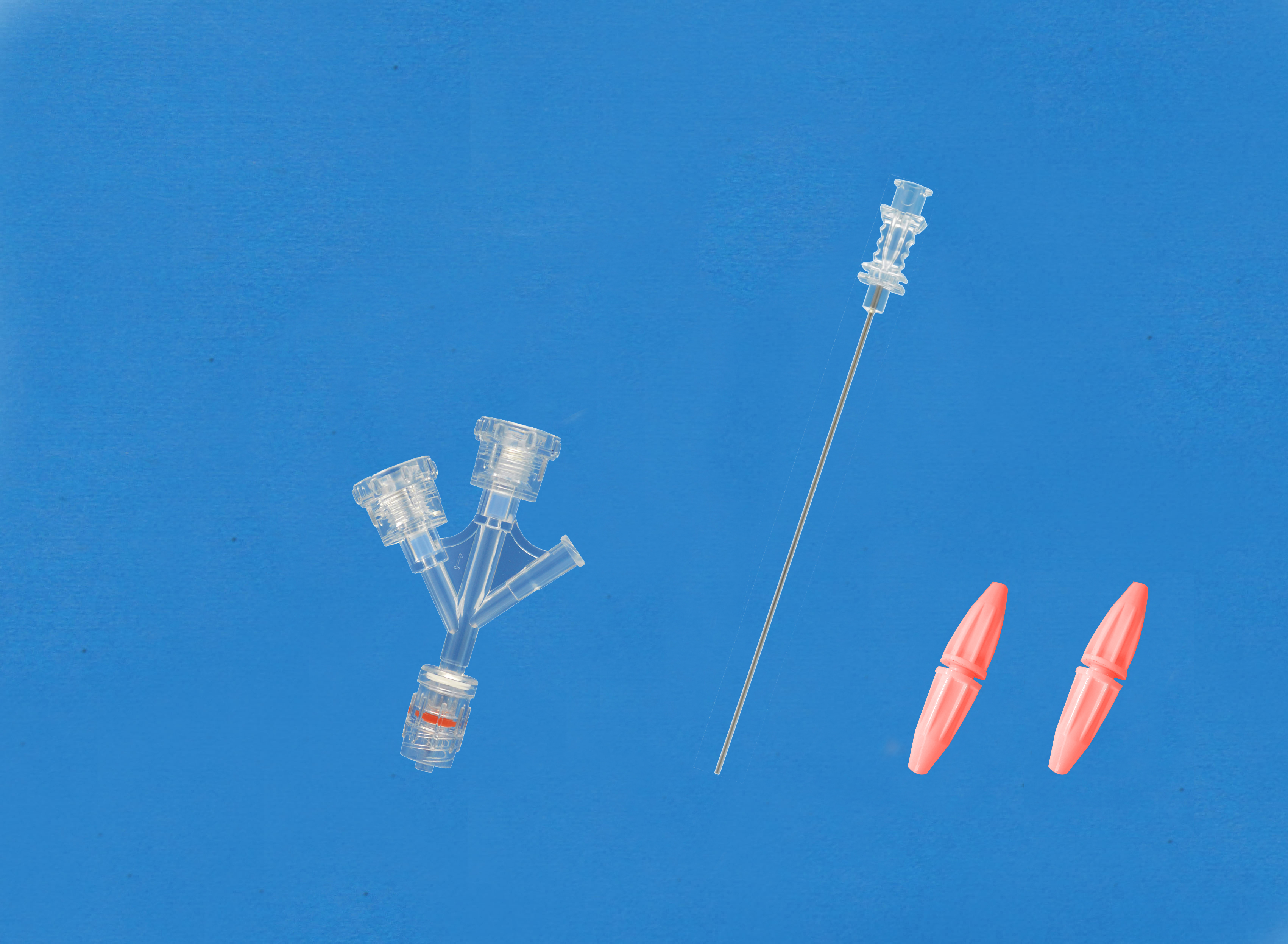 Haemostatic valves, Double Screw Type, Sideon Female Luer, Insertion Tool with Large Hub, Red/Plastic 2 Torquers