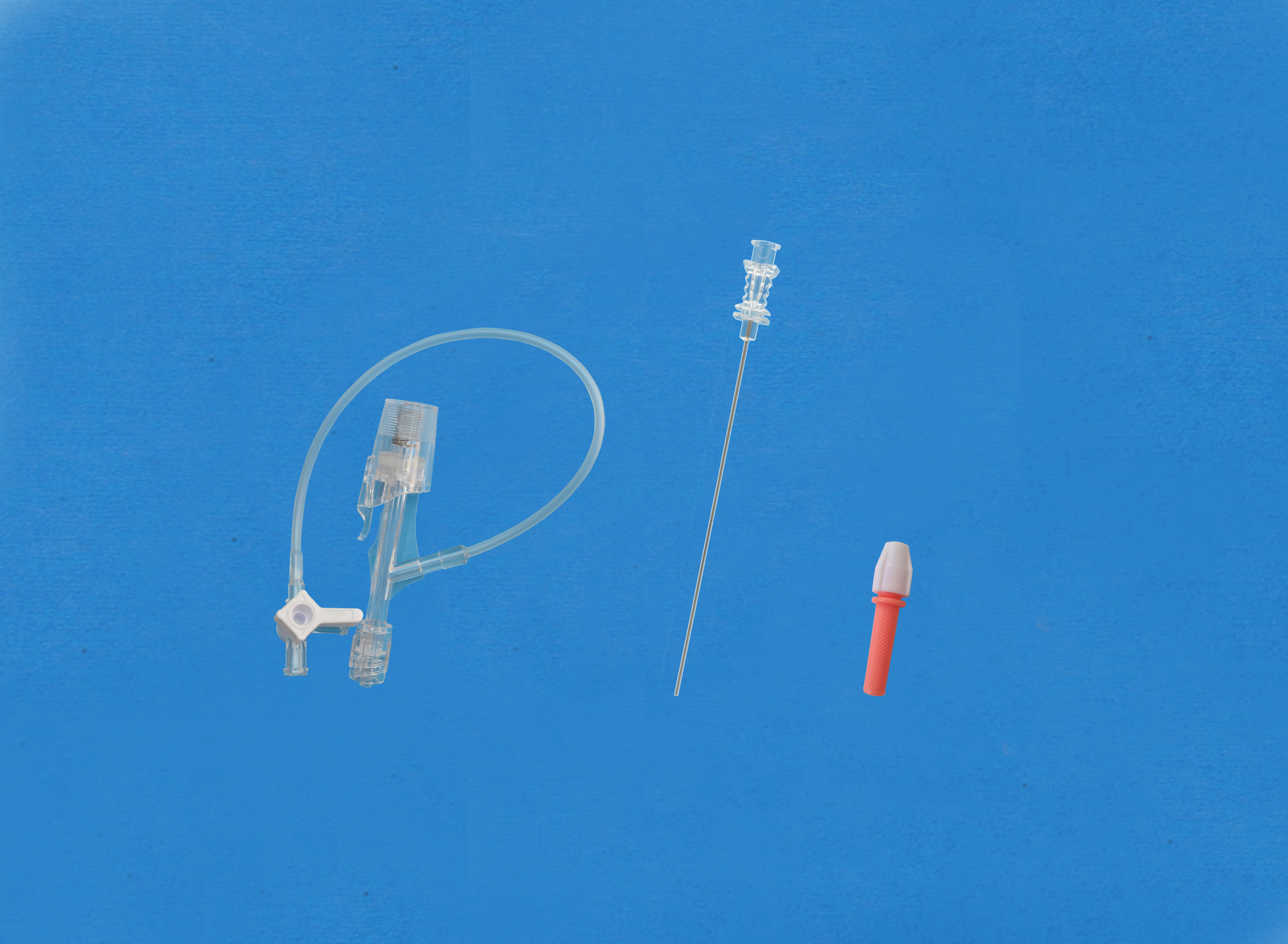 Haemostatic valves, Y click, Sideon Tubing and Stopcock, Insertion Tool with Large Hub, Red/Copper Torquer