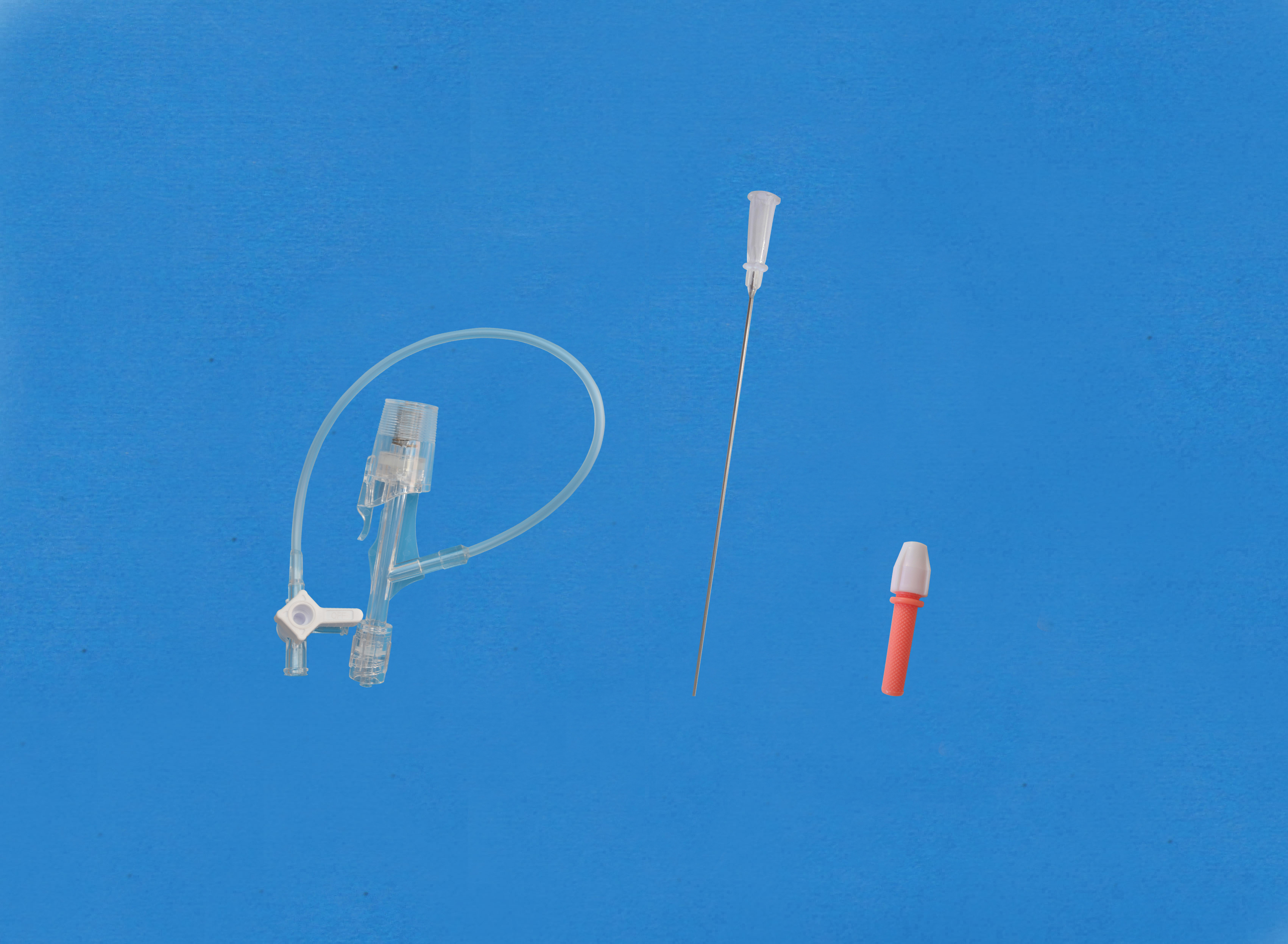 Haemostatic valves, Y click, Sideon Tubing and Stopcock, Insertion Tool with Small Hub, Red/Copper Torquer