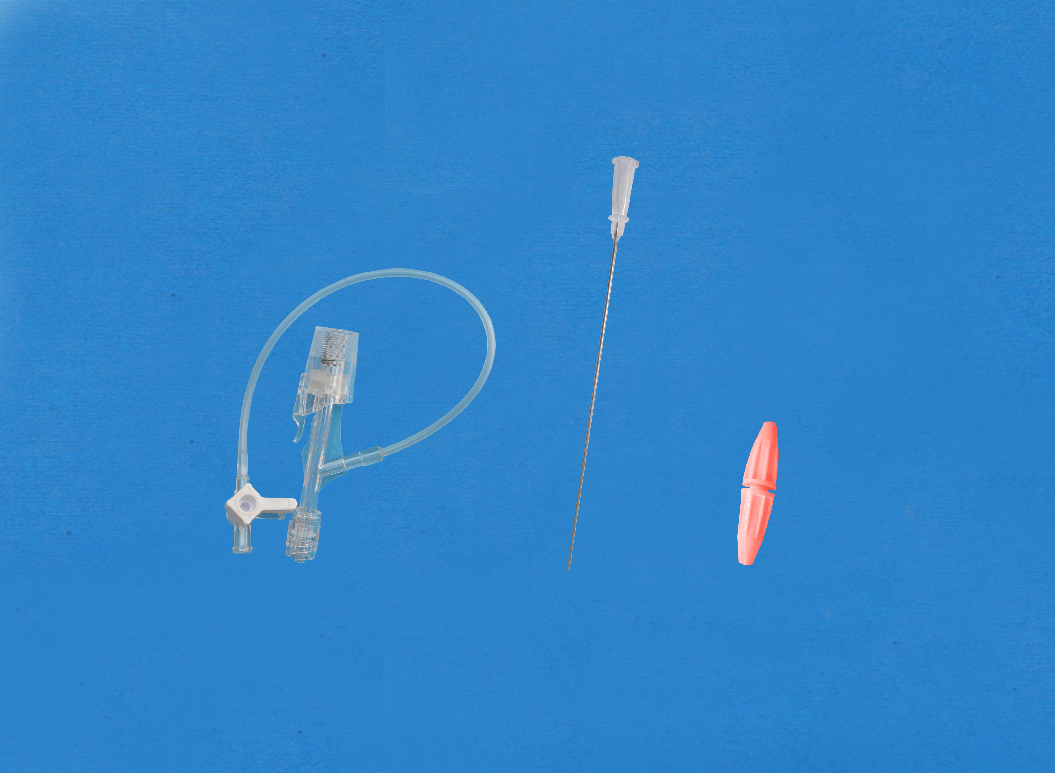 Haemostatic valves, Y click, Sideon Tubing and Stopcock, Insertion Tool with Small Hub, Red/Plastic Torquer